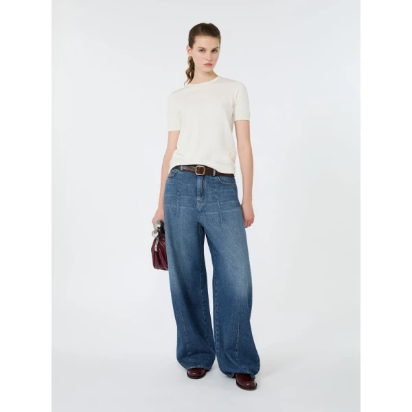 Max Mara Agro Silk and Cotton Crew Neck Jumper in Ecru | Sweaters | Luxury Shoes 
