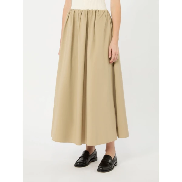 Max Mara Aguzze Cotton Gabardine Maxi Skirt in Beige | Maxi Skirts | Luxury Shoes 