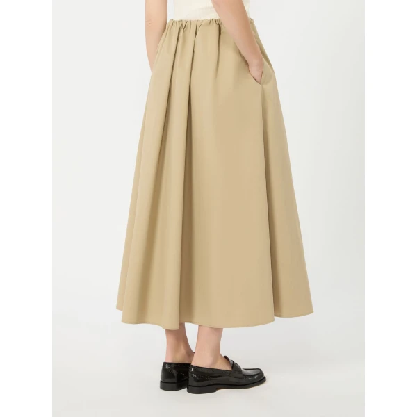 Max Mara Aguzze Cotton Gabardine Maxi Skirt in Beige | Maxi Skirts | Luxury Shoes 