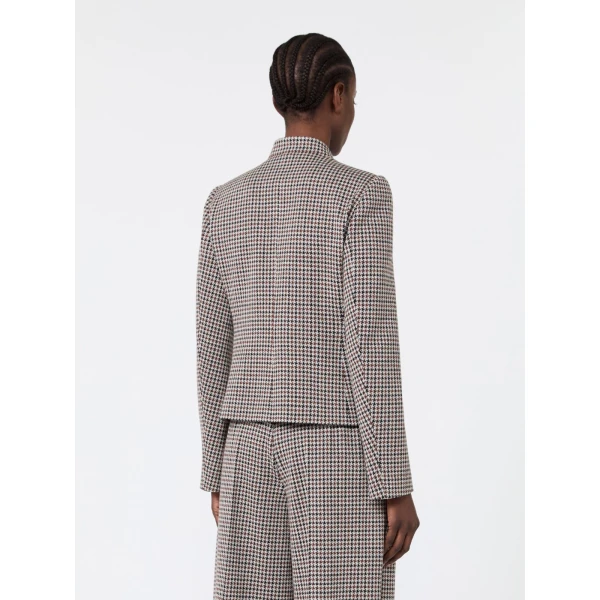 Max Mara Aguzze Slim Houndstooth Jersey Jacket in Tobacco | Blazers | Luxury Shoes 