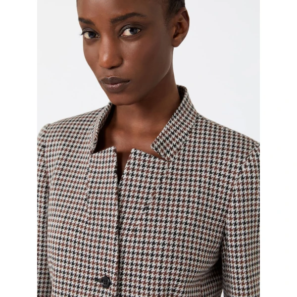 Max Mara Aguzze Slim Houndstooth Jersey Jacket in Tobacco | Blazers | Luxury Shoes 