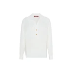 Max Mara Aia Crepe de Chine Polo Shirt in Silk White | Shirts | Luxury Shoes 