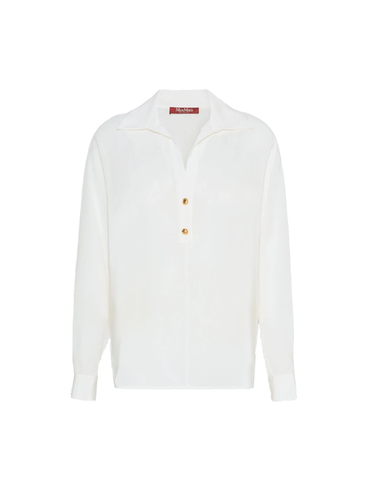 Max Mara Aia Crepe de Chine Polo Shirt in Silk White Max Mara Aia Crepe de Chine Polo Shirt in Silk White | Shirts | Luxury Shoes