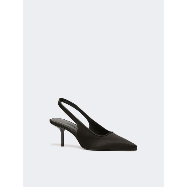 Max Mara Airone Satin Slingbacks in Black | Heels | Luxury Shoes 