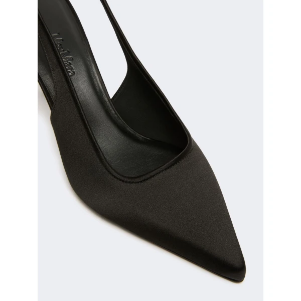 Max Mara Airone Satin Slingbacks in Black | Heels | Luxury Shoes 