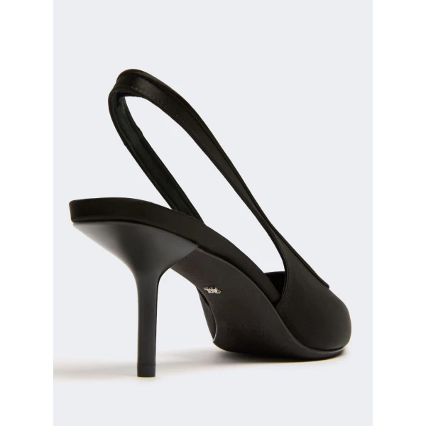 Max Mara Airone Satin Slingbacks in Black | Heels | Luxury Shoes 