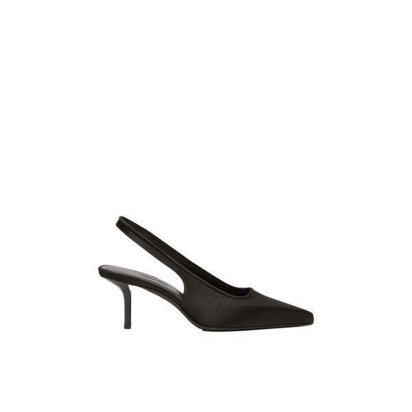 Max Mara Airone Satin Slingbacks in Black | Heels | Luxury Shoes 