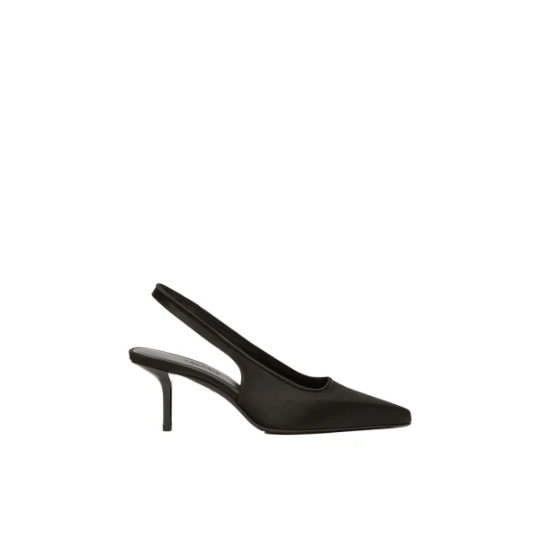Airone Satin Slingbacks in Black
