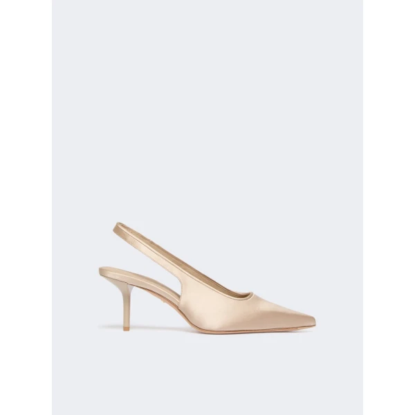 Max Mara Airone Satin Slingbacks in Powder Pink | Heels | Luxury Shoes 