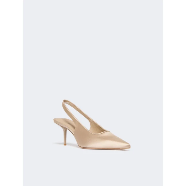 Max Mara Airone Satin Slingbacks in Powder Pink | Heels | Luxury Shoes 