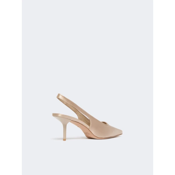 Max Mara Airone Satin Slingbacks in Powder Pink | Heels | Luxury Shoes 