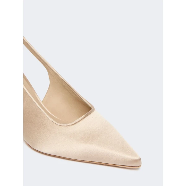Max Mara Airone Satin Slingbacks in Powder Pink | Heels | Luxury Shoes 