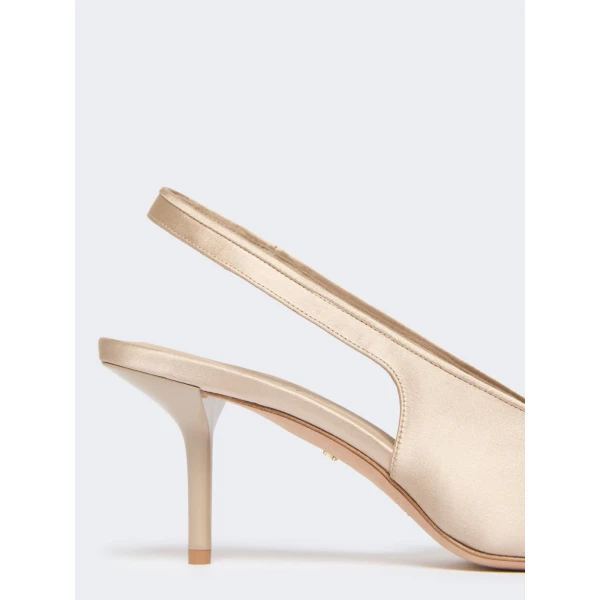 Max Mara Airone Satin Slingbacks in Powder Pink | Heels | Luxury Shoes 