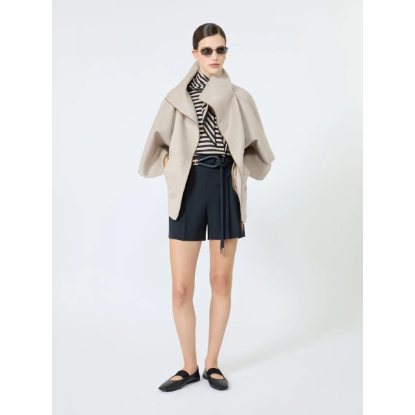 Max Mara Ala Double Cashmere Cropped Coat in Sand | Wool Coat | Luxury Shoes 
