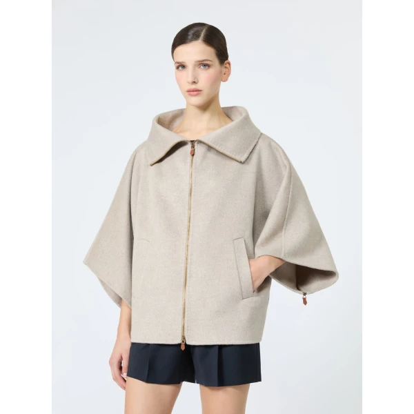 Max Mara Ala Double Cashmere Cropped Coat in Sand | Wool Coat | Luxury Shoes 