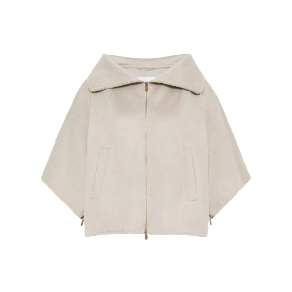 Max Mara Ala Double Cashmere Cropped Coat in Sand | Wool Coat | Luxury Shoes 