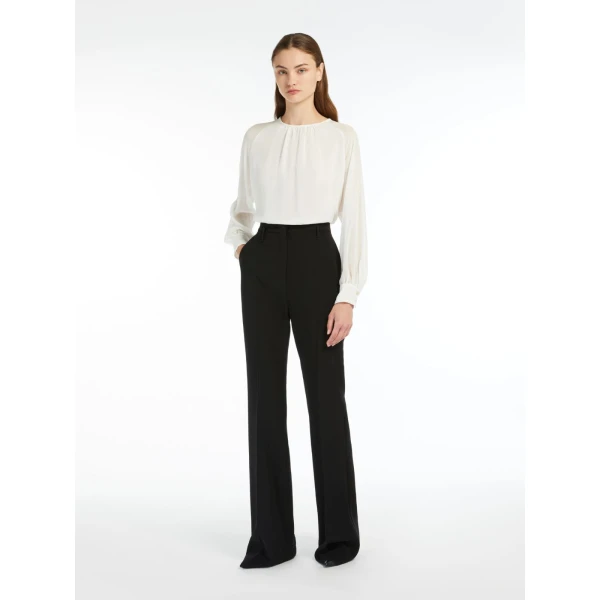 Max Mara Alabama Flared Cady Trousers in Black | Wide leg pants | Luxury Shoes 