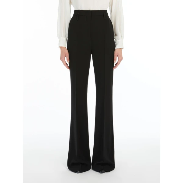 Max Mara Alabama Flared Cady Trousers in Black | Wide leg pants | Luxury Shoes 