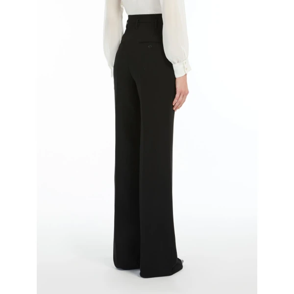 Max Mara Alabama Flared Cady Trousers in Black | Wide leg pants | Luxury Shoes 