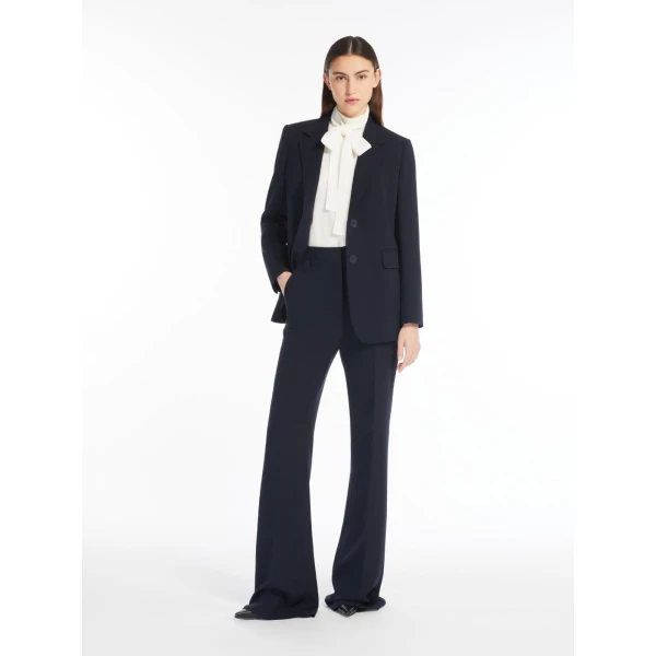 Max Mara Alabama Flared Cady Trousers in Navy | Wide leg pants | Luxury Shoes 