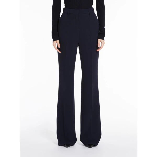 Max Mara Alabama Flared Cady Trousers in Navy | Wide leg pants | Luxury Shoes 