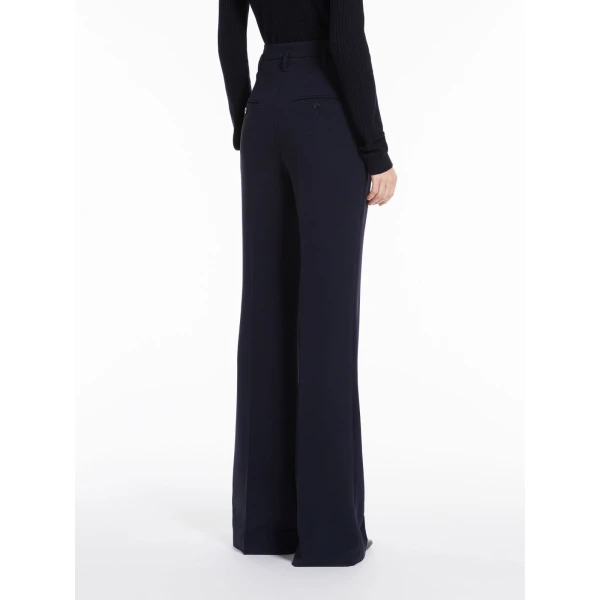 Max Mara Alabama Flared Cady Trousers in Navy | Wide leg pants | Luxury Shoes 