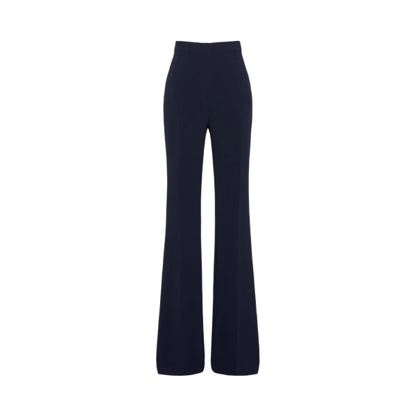Max Mara Alabama Flared Cady Trousers in Navy | Wide leg pants | Luxury Shoes 