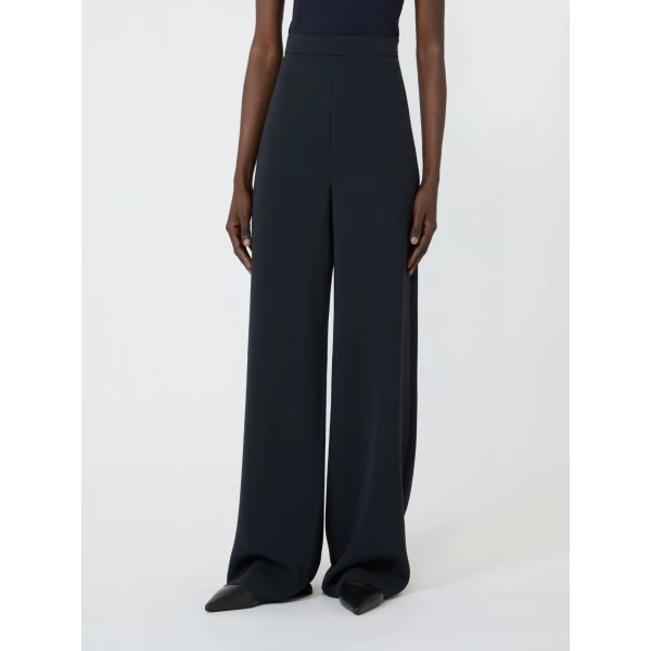 Max Mara Alaggio Cady Wide-Leg Trousers in Midnight Blue | Wide leg pants | Luxury Shoes 