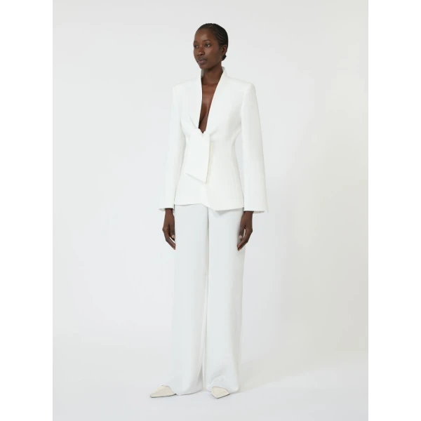 Max Mara Alaggio Cady Wide-Leg Trousers in White | Wide leg pants | Luxury Shoes 