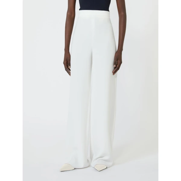 Max Mara Alaggio Cady Wide-Leg Trousers in White | Wide leg pants | Luxury Shoes 