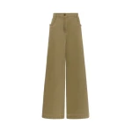 Max Mara Alamaro Coated Cotton Bull Denim Trousers in Khaki | Denim | Luxury Shoes 