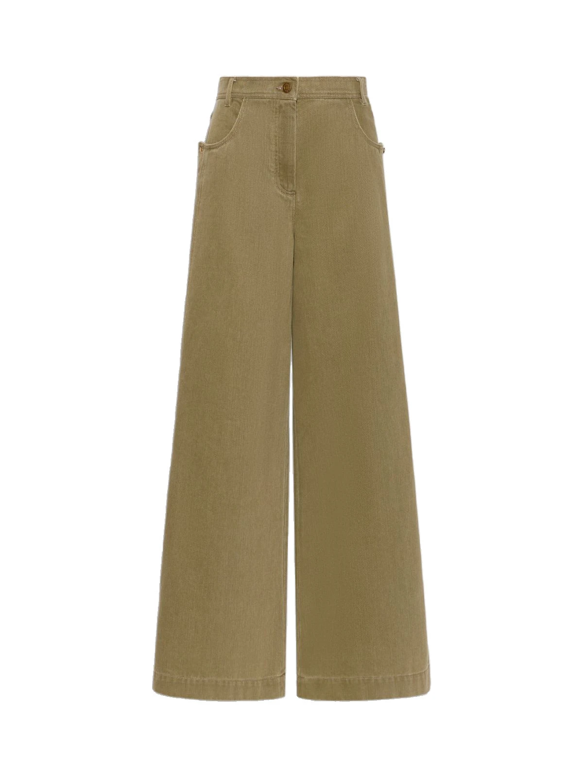 Max Mara Alamaro Coated Cotton Bull Denim Trousers in Khaki Max Mara Alamaro Coated Cotton Bull Denim Trousers in Khaki | Denim | Luxury Shoes