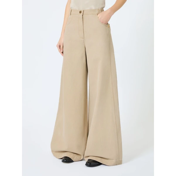 Max Mara Alamaro Coated Cotton Bull Denim Trousers in Stone Grey | Denim | Luxury Shoes 