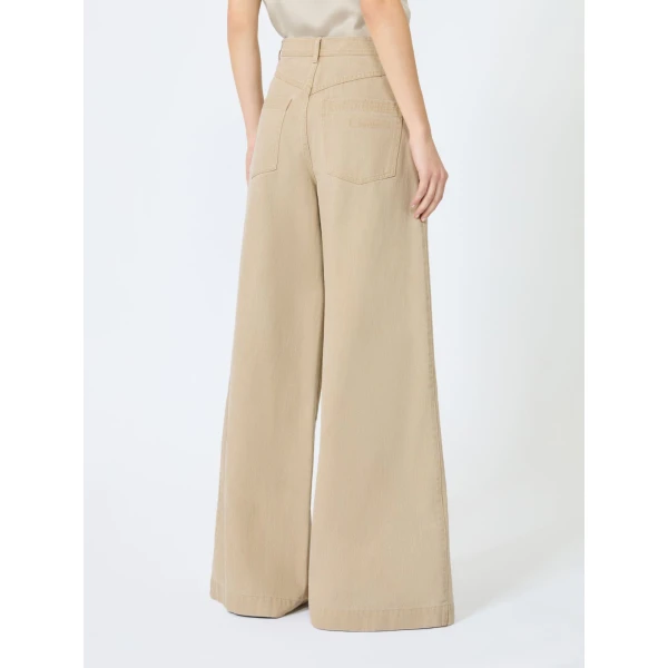 Max Mara Alamaro Coated Cotton Bull Denim Trousers in Stone Grey | Denim | Luxury Shoes 