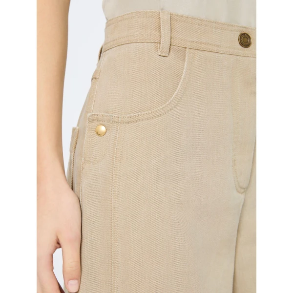 Max Mara Alamaro Coated Cotton Bull Denim Trousers in Stone Grey | Denim | Luxury Shoes 
