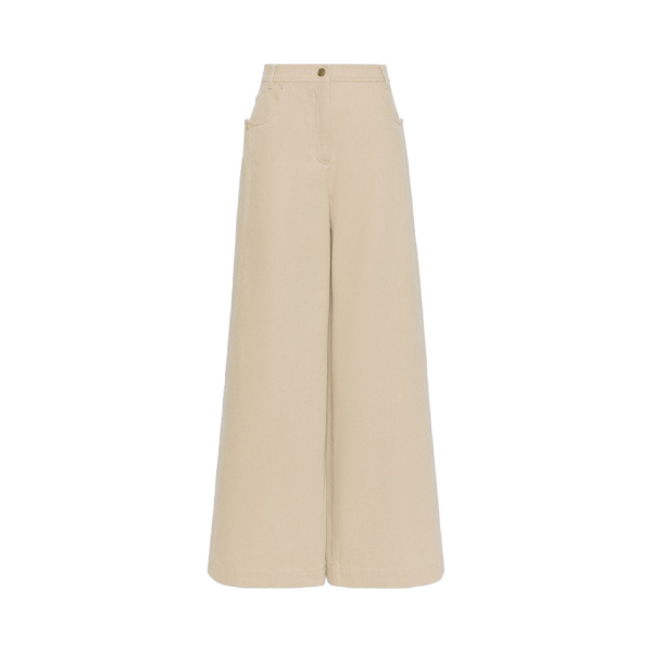 Max Mara Alamaro Coated Cotton Bull Denim Trousers in Stone Grey | Denim | Luxury Shoes 