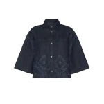 Max Mara Alare Laser Cut Denim Shirt in Navy | Shirts | Luxury Shoes 