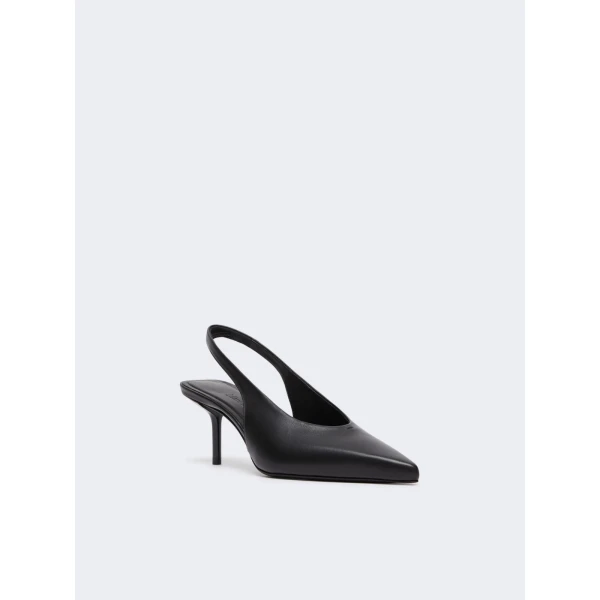 Max Mara Albata Nappa Leather Slingbacks in Black | Heels | Luxury Shoes 