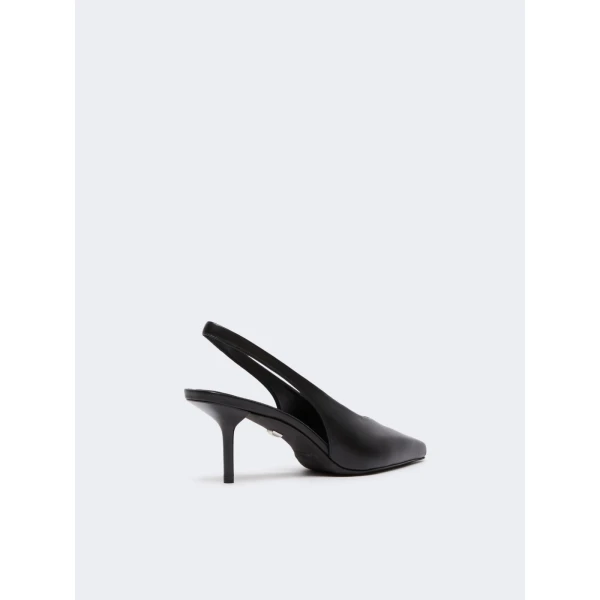 Max Mara Albata Nappa Leather Slingbacks in Black | Heels | Luxury Shoes 