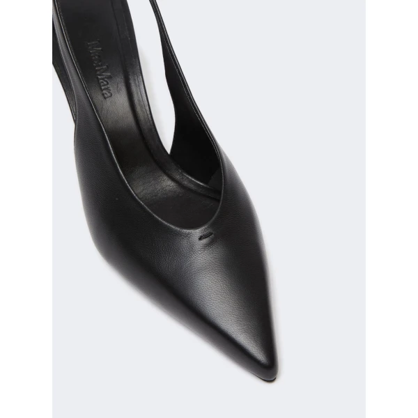 Max Mara Albata Nappa Leather Slingbacks in Black | Heels | Luxury Shoes 