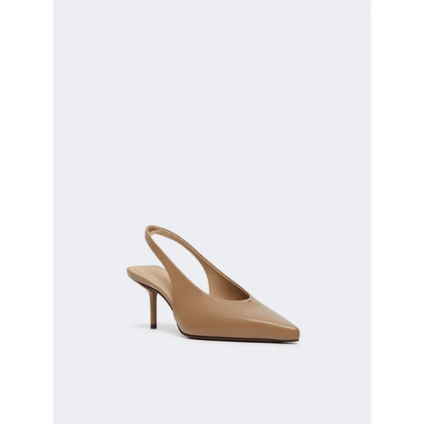 Max Mara Albata Nappa Leather Slingbacks in Mud | Heels | Luxury Shoes 
