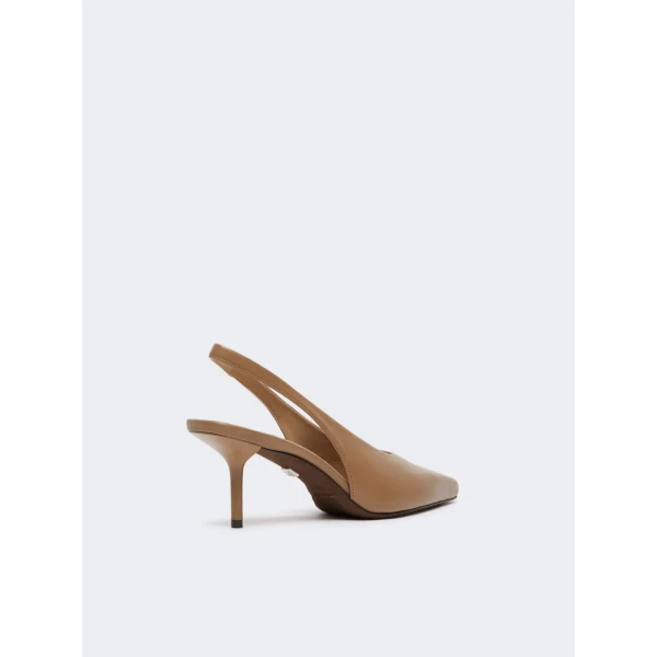 Max Mara Albata Nappa Leather Slingbacks in Mud | Heels | Luxury Shoes 