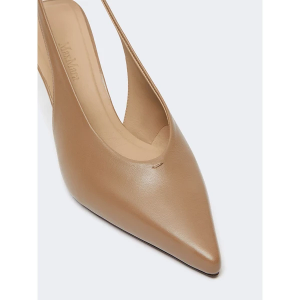 Max Mara Albata Nappa Leather Slingbacks in Mud | Heels | Luxury Shoes 