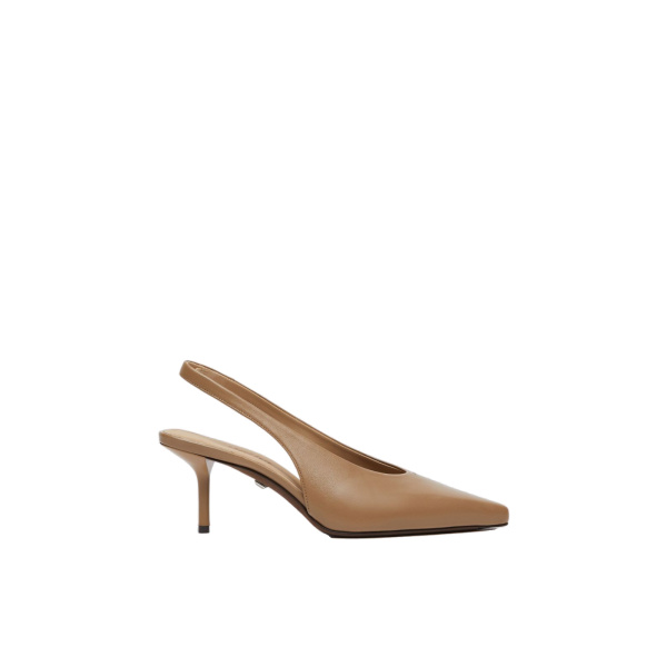 Max Mara Albata Nappa Leather Slingbacks in Mud | Heels | Luxury Shoes 