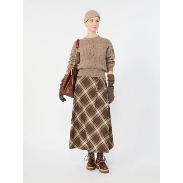 Max Mara Alben Cable Knit Wool Jumper in Hazelnut Brown | Sweaters | Luxury Shoes 
