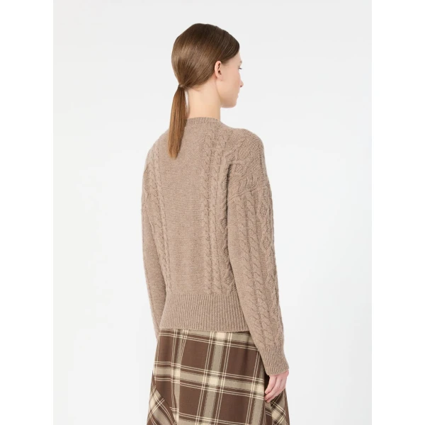 Max Mara Alben Cable Knit Wool Jumper in Hazelnut Brown | Sweaters | Luxury Shoes 