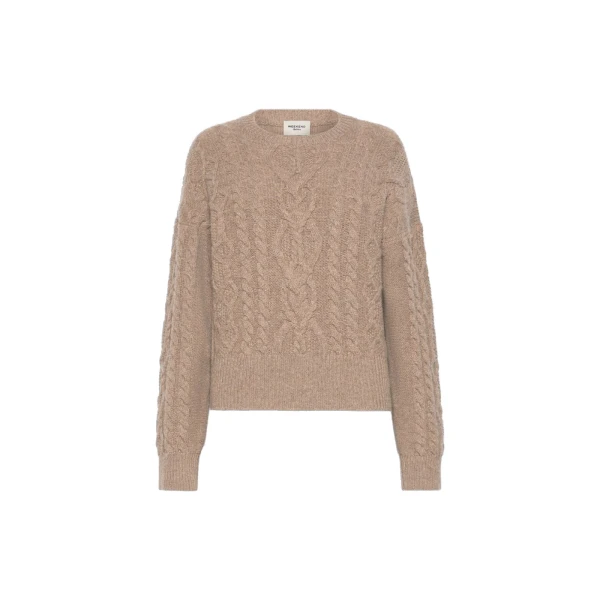 Max Mara Alben Cable Knit Wool Jumper in Hazelnut Brown | Sweaters | Luxury Shoes 
