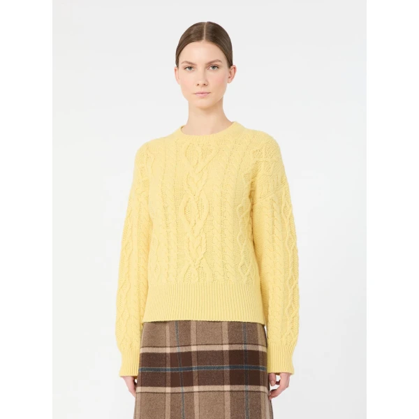 Max Mara Alben Cable Knit Wool Jumper in Honey | Sweaters | Luxury Shoes 