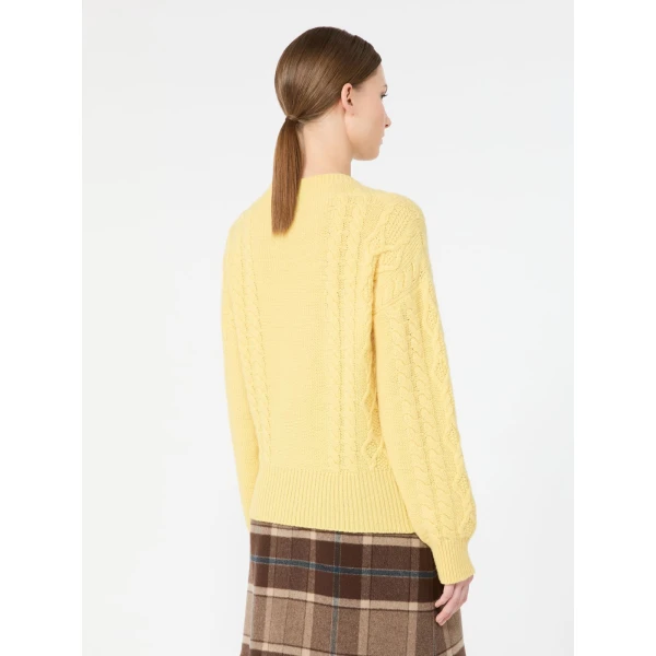 Max Mara Alben Cable Knit Wool Jumper in Honey | Sweaters | Luxury Shoes 