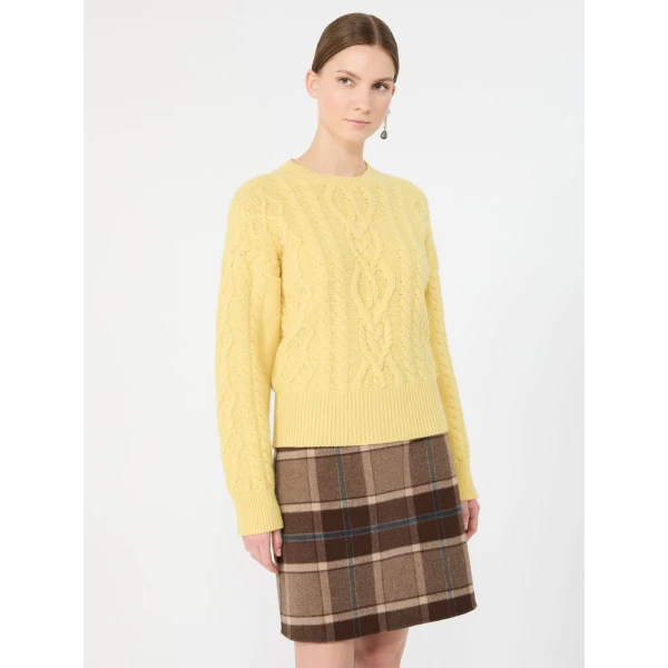 Max Mara Alben Cable Knit Wool Jumper in Honey | Sweaters | Luxury Shoes 
